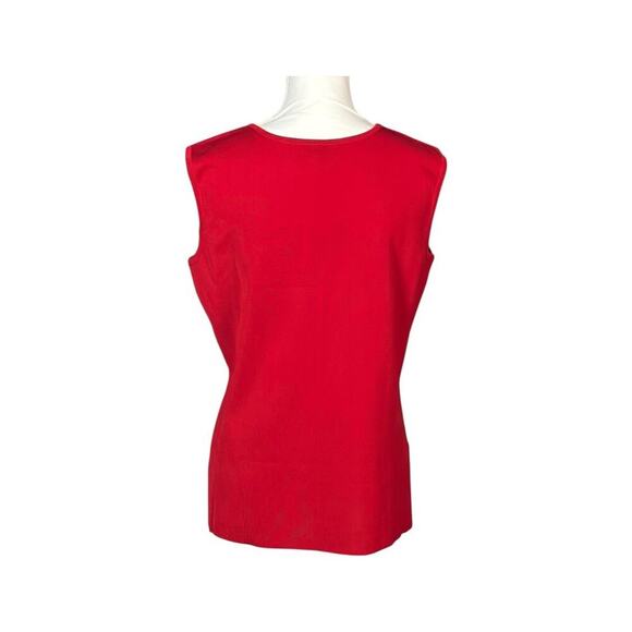 Misook Knit Tank Top Shell Size Medium Red Sleeveless Wrinkle Resistant Preppy - Picture 2 of 8
